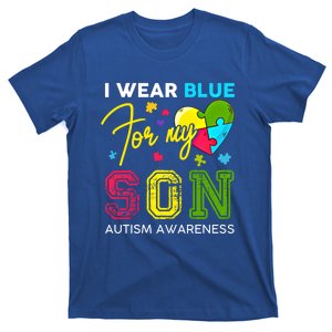 I Wear Blue For My Son Autism Awareness Month Mom Dad Love Great Gift T-Shirt