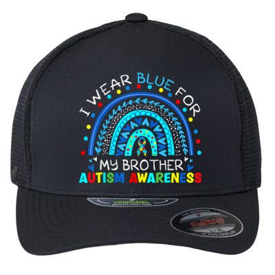 I Wear Blue For My Brother Autism Awareness Rainbow Great Gift Flexfit Unipanel Trucker Cap