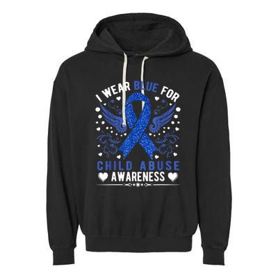 I Wear Blue For Child Abuse Awareness Month Blue Ribbon Garment-Dyed Fleece Hoodie