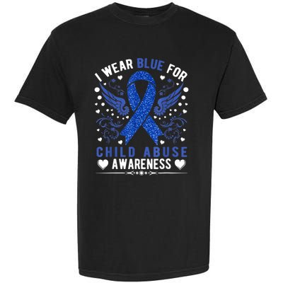 I Wear Blue For Child Abuse Awareness Month Blue Ribbon Garment-Dyed Heavyweight T-Shirt