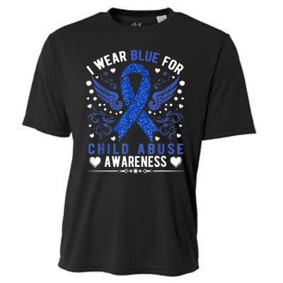 I Wear Blue For Child Abuse Awareness Month Blue Ribbon Cooling Performance Crew T-Shirt