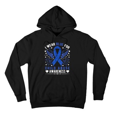 I Wear Blue For Child Abuse Awareness Month Blue Ribbon Hoodie