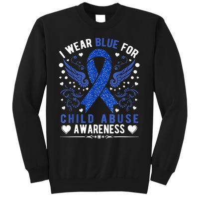 I Wear Blue For Child Abuse Awareness Month Blue Ribbon Sweatshirt