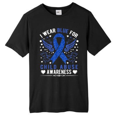 I Wear Blue For Child Abuse Awareness Month Blue Ribbon Tall Fusion ChromaSoft Performance T-Shirt