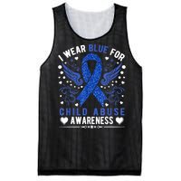 I Wear Blue For Child Abuse Awareness Month Blue Ribbon Mesh Reversible Basketball Jersey Tank