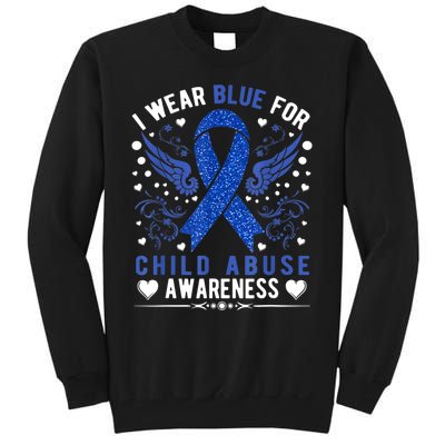 I Wear Blue For Child Abuse Awareness Month Blue Ribbon Tall Sweatshirt