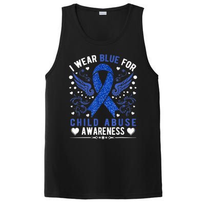 I Wear Blue For Child Abuse Awareness Month Blue Ribbon PosiCharge Competitor Tank