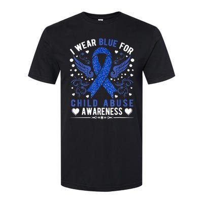 I Wear Blue For Child Abuse Awareness Month Blue Ribbon Softstyle CVC T-Shirt