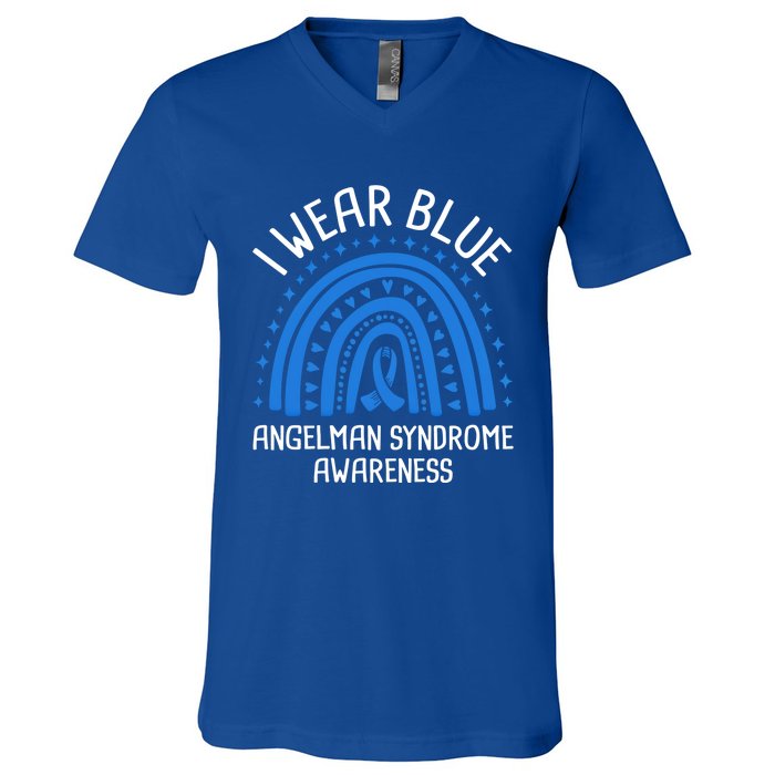 I Wear Blue Angel Syndrome Awareness Great Gift V-Neck T-Shirt