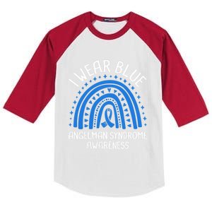 I Wear Blue Angel Syndrome Awareness Great Gift Kids Colorblock Raglan Jersey