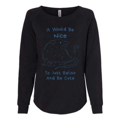 It Would Be Nice To Just Relax And Be Cute Funny Opossum Womens California Wash Sweatshirt