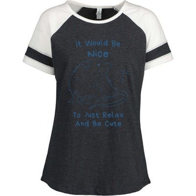 It Would Be Nice To Just Relax And Be Cute Funny Opossum Enza Ladies Jersey Colorblock Tee