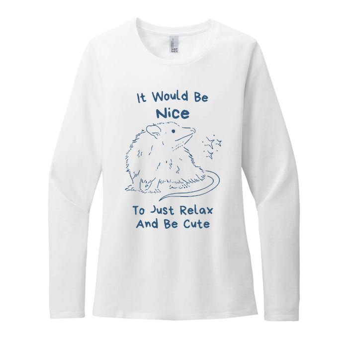 It Would Be Nice To Just Relax And Be Cute Funny Opossum Womens CVC Long Sleeve Shirt