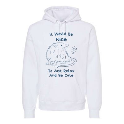 It Would Be Nice To Just Relax And Be Cute Funny Opossum Premium Hoodie