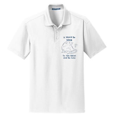 It Would Be Nice To Just Relax And Be Cute Funny Opossum Dry Zone Grid Polo