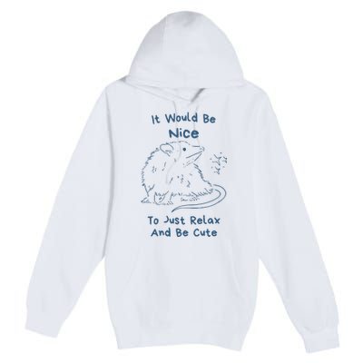 It Would Be Nice To Just Relax And Be Cute Funny Opossum Premium Pullover Hoodie