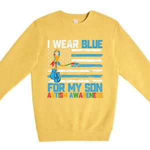 I Wear Blue For My Son Autism Awareness Month Gift Premium Crewneck Sweatshirt