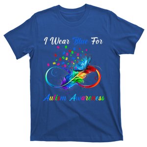 I Wear Blue For Autism Awareness Butterfly Puzzle Pieces T-Shirt