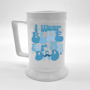 I Wear Blue For My Dad Prostate Cancer Blue Ribbon Beer Stein