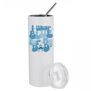 I Wear Blue For My Dad Prostate Cancer Blue Ribbon Stainless Steel Tumbler