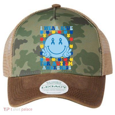 I Wear Blue For Autism Awareness Month Smile Peace Legacy Tie Dye Trucker Hat