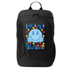 I Wear Blue For Autism Awareness Month Smile Peace City Backpack