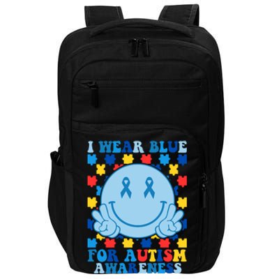 I Wear Blue For Autism Awareness Month Smile Peace Impact Tech Backpack