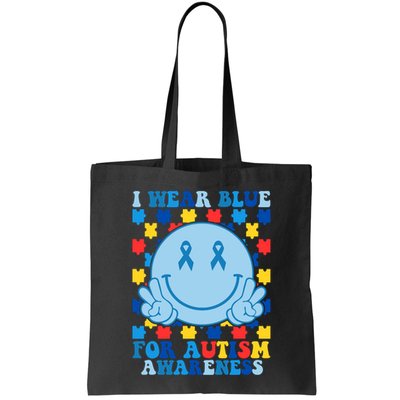 I Wear Blue For Autism Awareness Month Smile Peace Bag