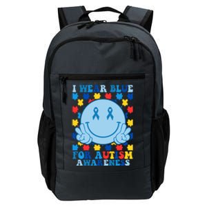 I Wear Blue For Autism Awareness Month Smile Peace Daily Commute Backpack