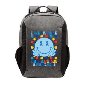 I Wear Blue For Autism Awareness Month Smile Peace Vector Backpack