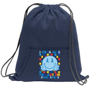 I Wear Blue For Autism Awareness Month Smile Peace Sweatshirt Cinch Pack Bag