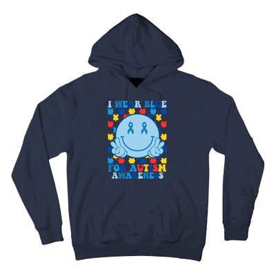 I Wear Blue For Autism Awareness Month Smile Peace Tall Hoodie