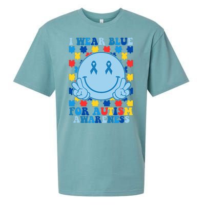 I Wear Blue For Autism Awareness Month Smile Peace Sueded Cloud Jersey T-Shirt