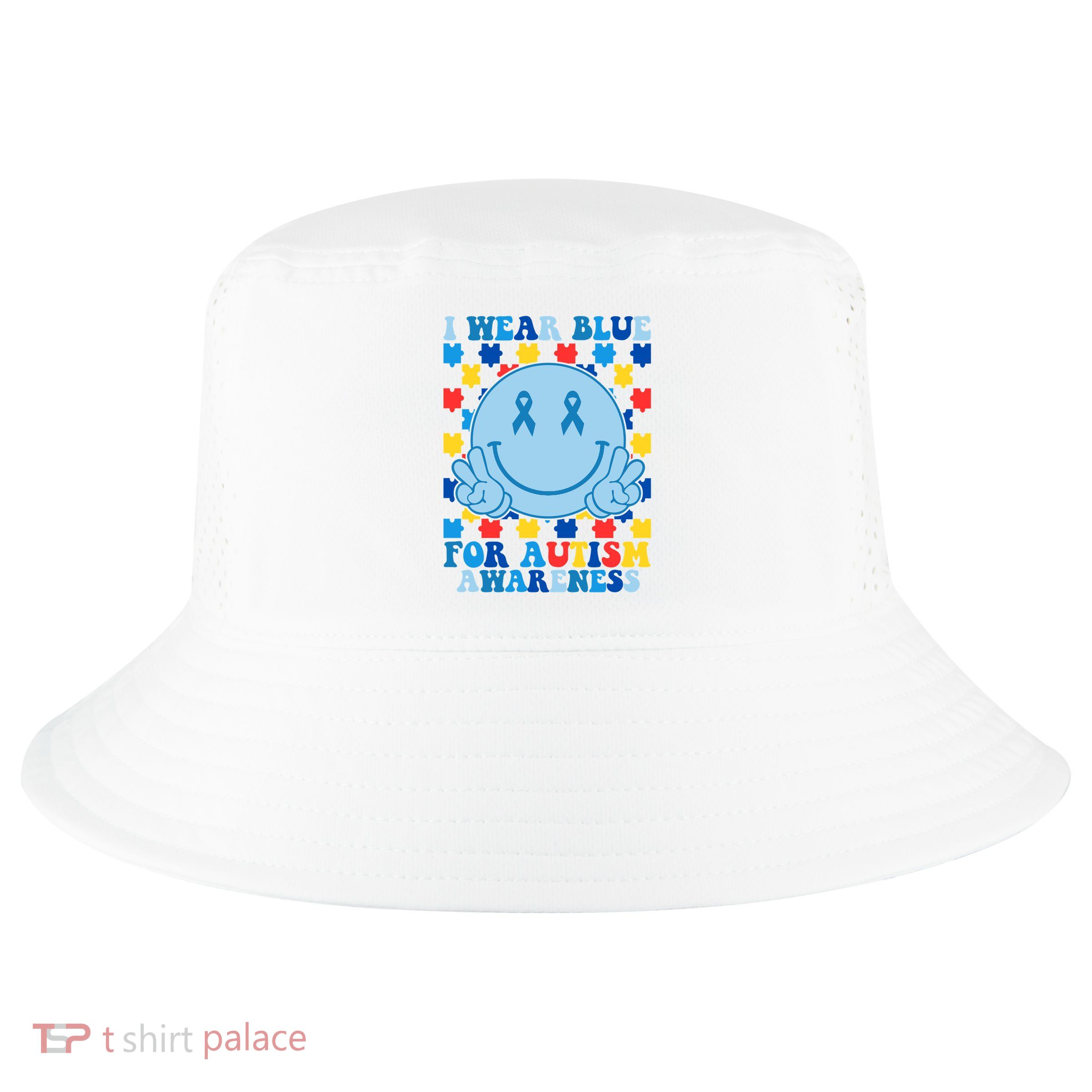 I Wear Blue For Autism Awareness Month Smile Peace Cool Comfort Performance Bucket Hat