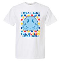 I Wear Blue For Autism Awareness Month Smile Peace Garment-Dyed Heavyweight T-Shirt