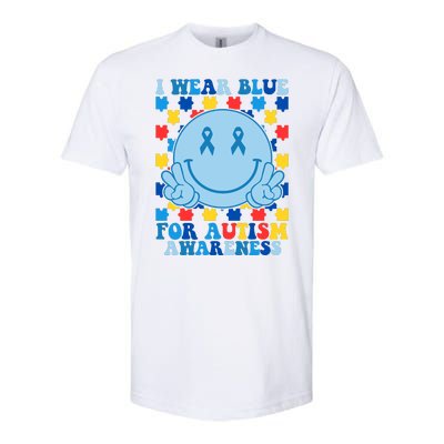 I Wear Blue For Autism Awareness Month Smile Peace Softstyle CVC T-Shirt