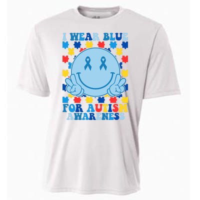 I Wear Blue For Autism Awareness Month Smile Peace Cooling Performance Crew T-Shirt