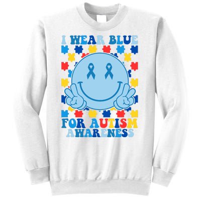 I Wear Blue For Autism Awareness Month Smile Peace Sweatshirt