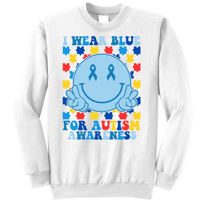 I Wear Blue For Autism Awareness Month Smile Peace Sweatshirt