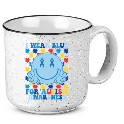 I Wear Blue For Autism Awareness Month Smile Peace 15oz Campfire Ceramic Mug