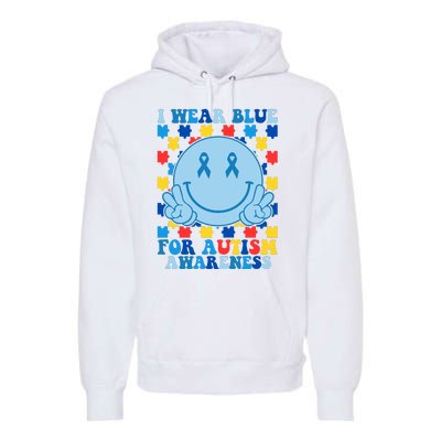 I Wear Blue For Autism Awareness Month Smile Peace Premium Hoodie