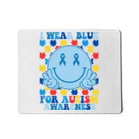 I Wear Blue For Autism Awareness Month Smile Peace Mousepad