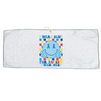 I Wear Blue For Autism Awareness Month Smile Peace Large Microfiber Waffle Golf Towel