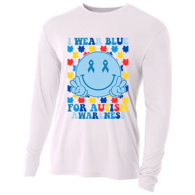I Wear Blue For Autism Awareness Month Smile Peace Cooling Performance Long Sleeve Crew
