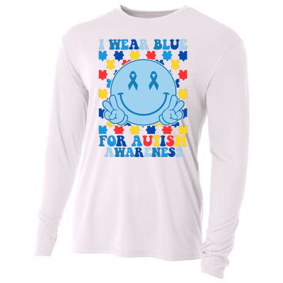 I Wear Blue For Autism Awareness Month Smile Peace Cooling Performance Long Sleeve Crew