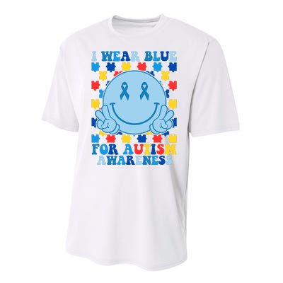 I Wear Blue For Autism Awareness Month Smile Peace Performance Sprint T-Shirt