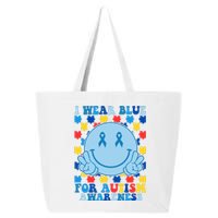 I Wear Blue For Autism Awareness Month Smile Peace 25L Jumbo Tote