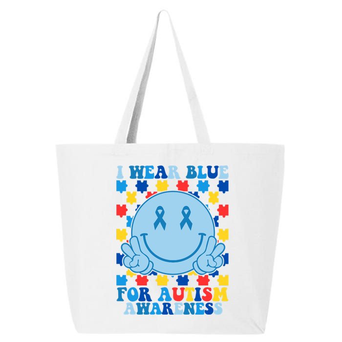 I Wear Blue For Autism Awareness Month Smile Peace 25L Jumbo Tote