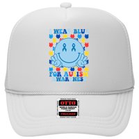 I Wear Blue For Autism Awareness Month Smile Peace Trucker Hat