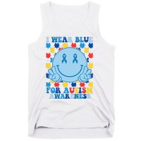 I Wear Blue For Autism Awareness Month Smile Peace Tank Top